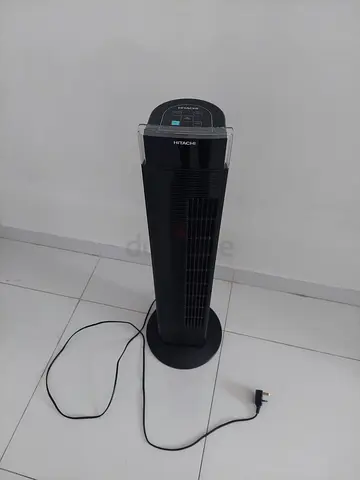 Hitachi Tower Fan - Compact Black Oscillating Fan, Good Condition