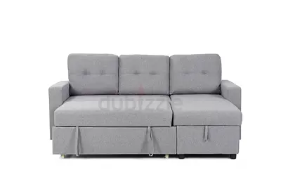 Light Grey 3-Seater Sofa bed with Storage — Convertible  Compact
