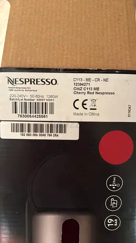 Nespresso OriginalLine Coffee Machine (boxed) - Red/Chrome - Citiz C113