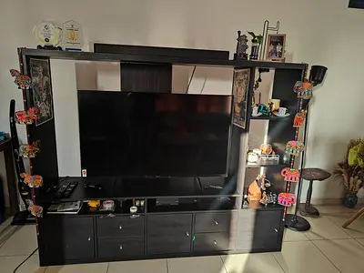 Large Dark Wood Entertainment Center / TV Unit with Storage