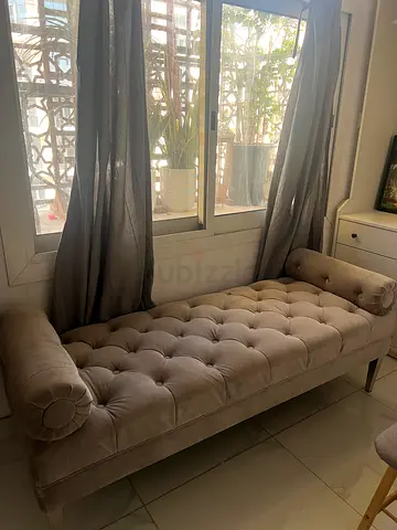 Velvet Tufted Chaise Lounge Sofa