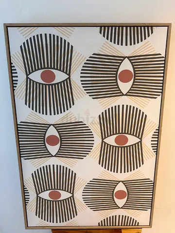 Large Modern Abstract Wall Art with Geometric Eye Pattern
