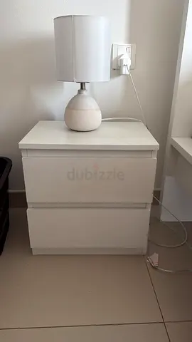 2x White 3-Drawer Bedside Cabinet