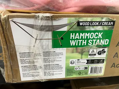Wood Look crame Hammock with stand