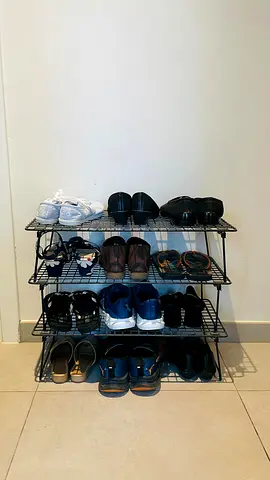 Metal 4-Tier Shoe Rack with Multiple Pairs - Good Condition