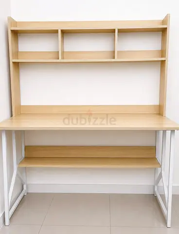 URGENT SALE!!! Light Wood Study Desk with Overhead Shelves and Lower Shelf
