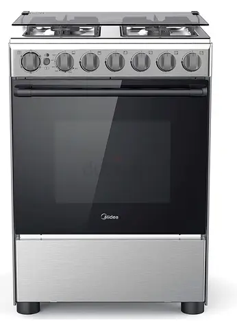 Midea 4-Burner Gas Cooker with Oven - Stainless Steel, Good Condition + Cylinder 22kg
