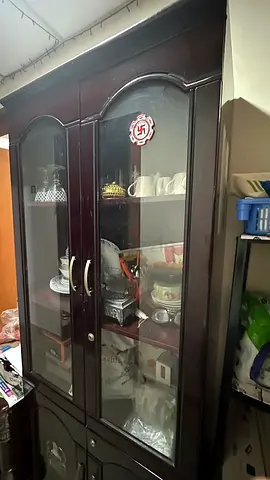 Dark Wood Glass Display Cabinet / Cup board Cabinet - Good Condition
