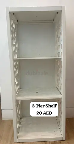 White 3 Tier Shelf with Patterned Side Panels