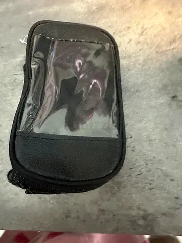 Small black zip camera pouch with clear front window