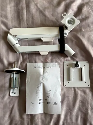 Adjustable Single Monitor Arm Desk Mount - White