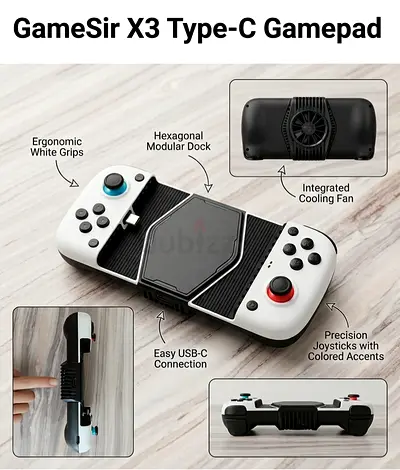 GameSir X3 Type-C Mobile Gamepad with Cooling Fan - White