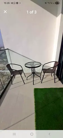 2-Seater Outdoor Bistro Set with Glass Top Table
