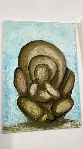 Original abstract textured painting of organic forms on canvas 70*100 cm