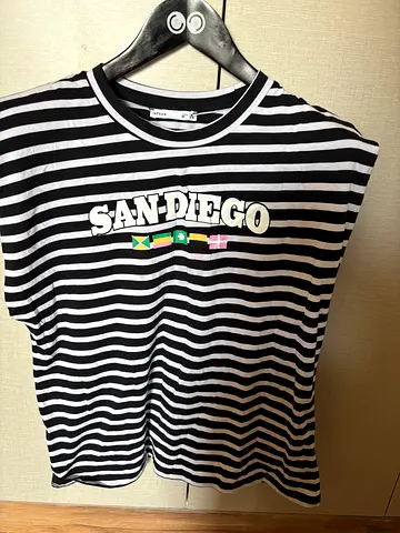 Black  white striped Sandiego graphic t-shirt