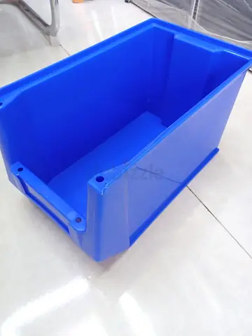 Sturdy Blue Plastic Storage Bin / Stackable Container