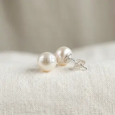 Luna Pearl Stud Earrings | 925 Sterling Silver