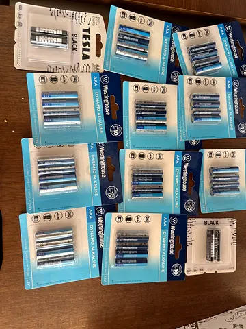 Bulk pack of new AAA alkaline batteries (multiple packs)