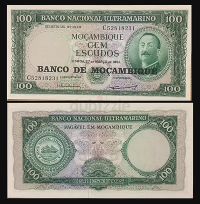 1961 Mozambique 100 Escudos Banknote (Banco Nacional Ultramarino) - Excellent condition