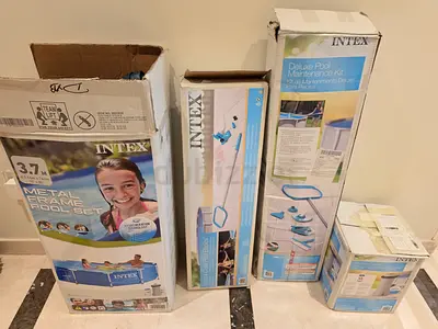 Intex Metal Frame Pool Set + Maintenance Kit — Complete (New/Unused Boxes)