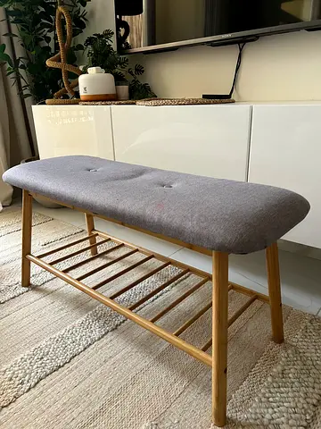 Entryway Bench with Wooden Rack