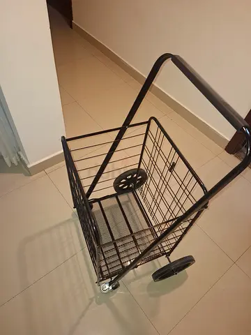 Foldable Black Shopping Trolley Cart with Wheels