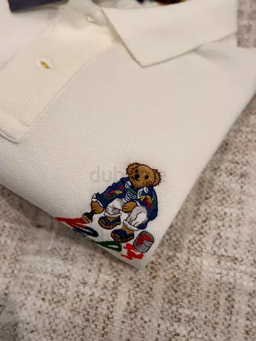 POLO RALPH LAUREN multicolored Polo Bear embroidery size M custom slim fit