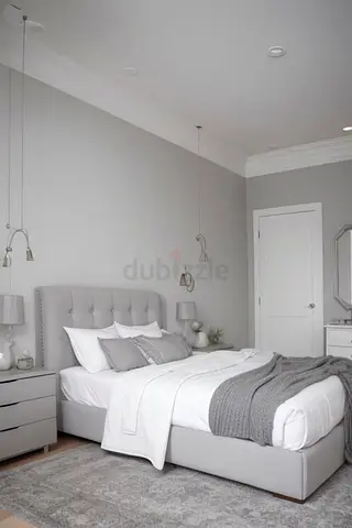 Modern Gray Upholstered Bed with Tufted Headboard