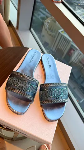 Christian Dior Dway Crystal Slides Silver