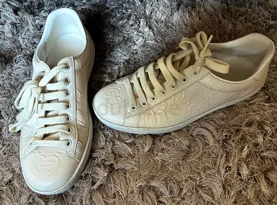 White Gucci-orginal leather sneakers - used, size Uk5