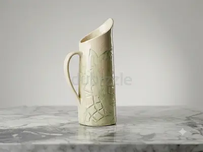SILVI Handmade Ceramic Pitcher with Subtle Green Glaze — Decorative Vase/Jug