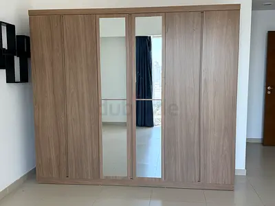 Sliding Wardrobe with Full-Length Mirrors - Light Wood Finish