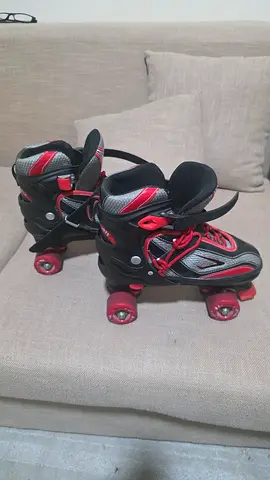 Kids and Adult quad roller skates - size adjustable, black  red