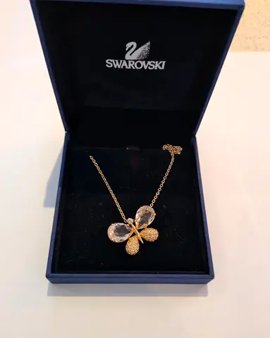 Swarovski  Champagne Aliza Butterfly Yellow Gold Plated Necklace Pendant