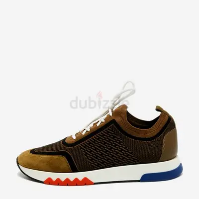 Hermes Olive Green Suede And Leather Addict Low Top Sneakers Size 45