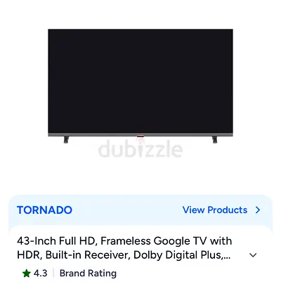 43-inch Tornado Full HD Frameless Google TV (Built-in Receiver)