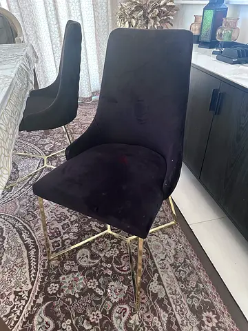 Black Velvet Dining Chairs with Gold Metal Legs