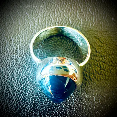 Natural 35 Carat Blue Sapphire Silver Ring