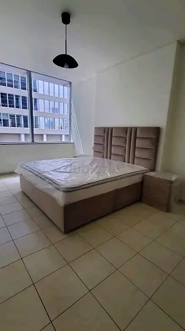 Used King Size Bed with Headboard and Matching Nightstand - Beige