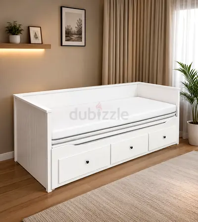 White Hemnes Style Daybed with Three Storage Drawers
