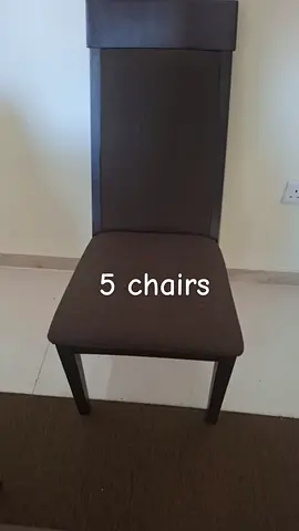 Set of 5 Dining Chairs - Brown Fabric with Wooden Frame for 120