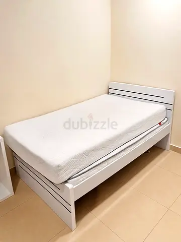 White Single Bed Frame with Mattress for children or adult - Good Condition