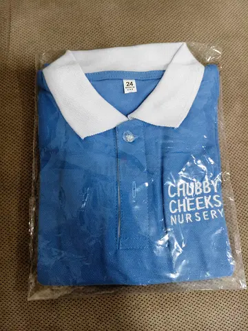 Blue baby polo shirt (size 24) - Chubby Cheeks Nursery(1 shirt - Not used : 3 - Shirts used lightly)