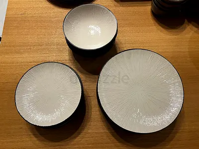 17-Piece Vietnamese Style Dinnerware Set – Textured Plates Bowls