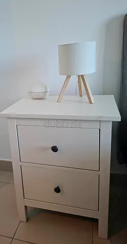 TWO - White 2-Drawer Wooden Nightstand / Bedside Table