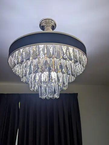 Crystal tiered ceiling chandelier - semi-flush mount, excellent condition