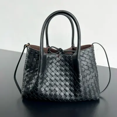 Bottega Veneta Pinacoteca Small Bag in Black Intrecciato Calfskin