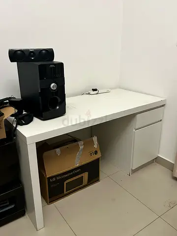 IKEA White Office Study Desk with Side Drawers