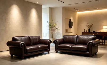 Sofa Italian Brown Pure Leather 3+2