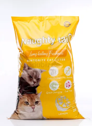 Naughty tail clumping cat litter 25L lemon